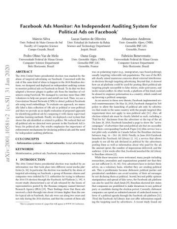 Facebook Ads Monitor: An Independent Auditing System for Political Ads  on Facebook